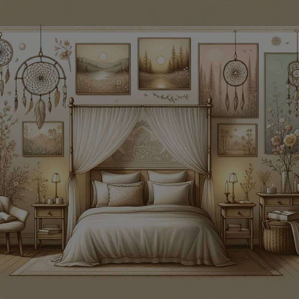 Quelles idées de décoration murale pour une chambre principale apaisante et romantique ?